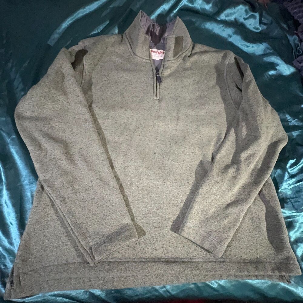 Wrangler Authentics Sweater Fleece 1/4 Zip Pullover - Heather Olive L